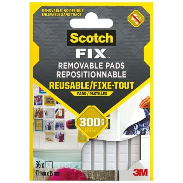 Pastille adhésive - bandelette - 11 x 15 mm - lot de 36 pads