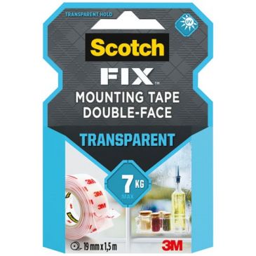 Ruban adhésif - double-face - transparent - 19 mm x 1.5 m - 7 Kg