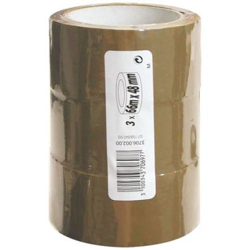 Ruban d'emballage - adhésif - 48 mm x 66 m - - marron - lot de 3 