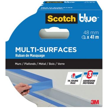 Ruban de masquage - multi-surfaces - murs/plafonds/métal/bois/verre - 48 mm