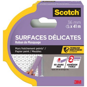 Ruban de masquage - surfaces délicates - murs fraichement peints - 36 mm x 