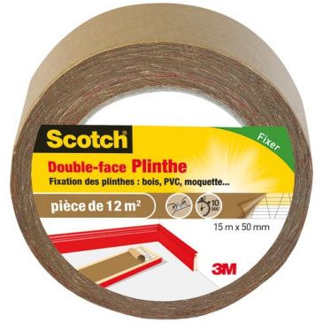 Ruban adhésif - double-face - plinthes - pièce de 12 m² - 50 mm x 15 m