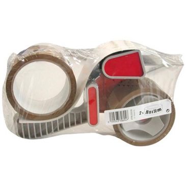Ruban emballage havane 48mm x 50m + dévidoir lot de 2