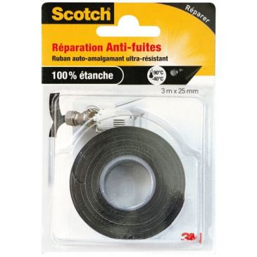 Ruban réparation - anti-fuites - auto-amalgamant - ultra-résistant - noir -