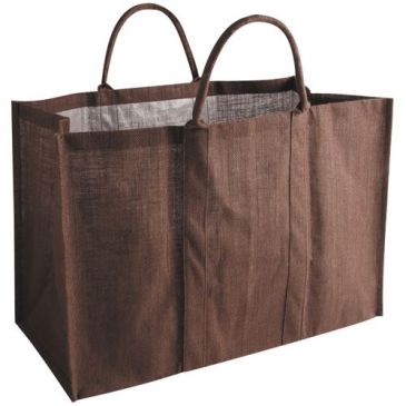 Sac à bûches en jute plastifié - unis chocolat