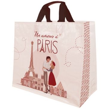 Sac cabas tisse amour paris 33l 43x20x38cm