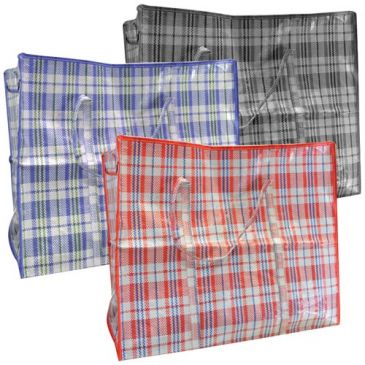 Sac de course carreaux zip coloris assortis