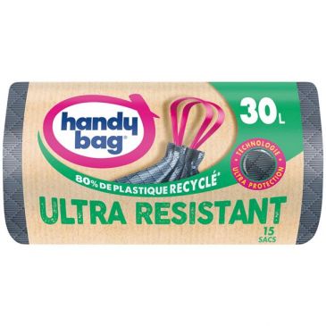 Sac poubelle poignées coulissantes ultra résistante 30l x15