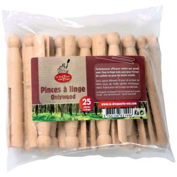 Sachet de 25 pinces à linge onlywood
