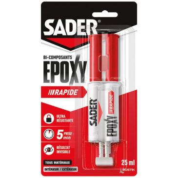Sader colle epoxy bicomposant rapide seringue 25ml
