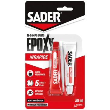 Sader colle epoxy rapide tube 15ml x 2