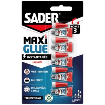 Sader maxi glue instantanée liquide 0.5g x5
