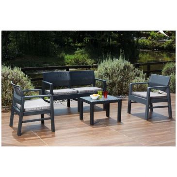 Salon 4 pièces Kilimandjaro gris anthracite avec 4 coussins