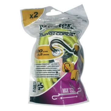Tendeur - 2 crochets - L : 100 cm - D9.5 mm - jaune - lot de 2 