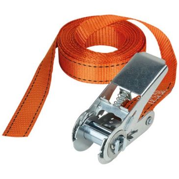 Sangle d'arrimage à cliquet - sans crochet  - L : 5 m - l : 25 mm - orange