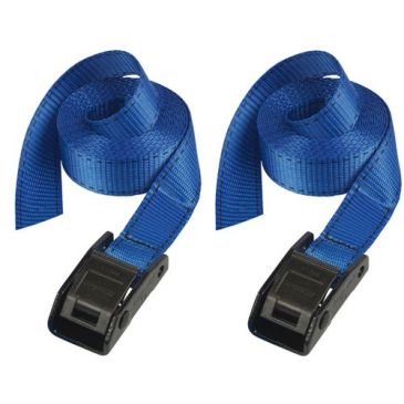 Sangle à bagage - sans crochet - L : 2.5 m - l : 25 mm - bleu - lot de 2 