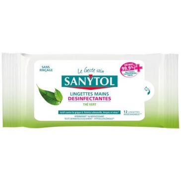Sanytol lingettes désinfectantes mains x12