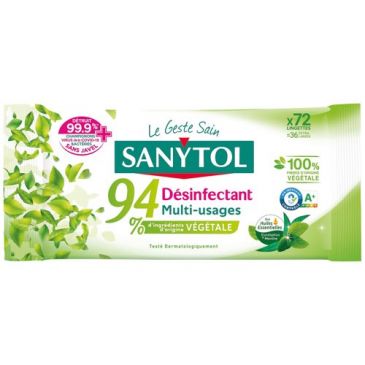 Sanytol lingettes desinfectantes x72 eucalyptus-menthe.