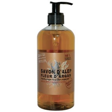 Savon d'Alep - liquide - senteur fleur d'Argan - flacon pompe - 500 mL 
