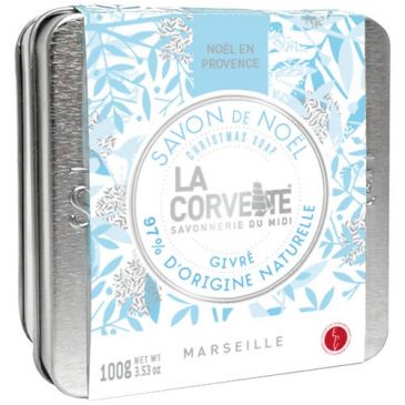 Coffret cube savon de Noël givré 100 g + boîte