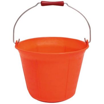 Seau de macon polyéthylene orange fluo avec poignee 11 l