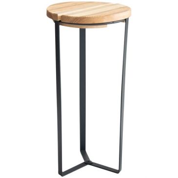 Sellette industrielle fer plat plateau bois h60 x d.29cm