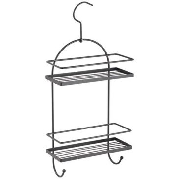 Etagère de douche - 2 niveaux - à fixer - acier - noir mat