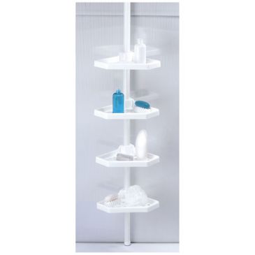 Serviteur de douche plastique d'angle blanc télescopique