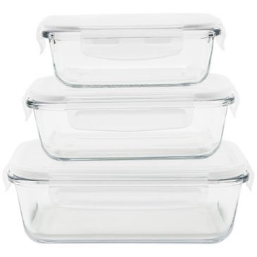 Set 3 Boîtes de conservation rectangulaires 0.4 L + 0,65 L + 1 L