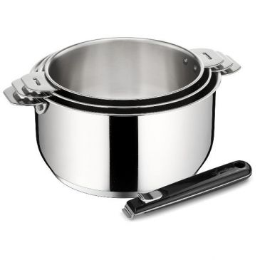 Set 3 casseroles 16 / 18 / 20 cm inox + poignée - Salvaspazio