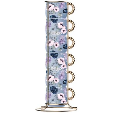 Set 6 tasses à café 6 cl empilables + support - Bridgerton