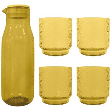 Set Carafe 1 L + 4 verres 40 cl Transparent Jaune Mimosa - rPET