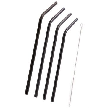 Set de 4 pailles inox Noires