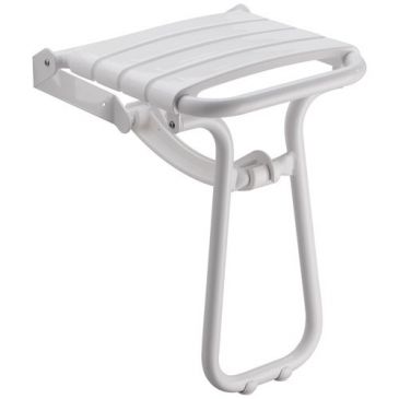 Siège douche escamotable avec pied alu époxy blanc