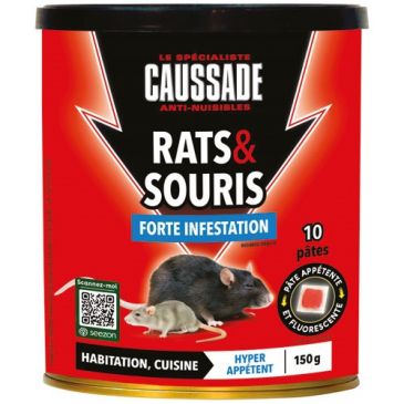 Appât pâte - fluorescentes - rats et souris - forte infestation - 150 g 