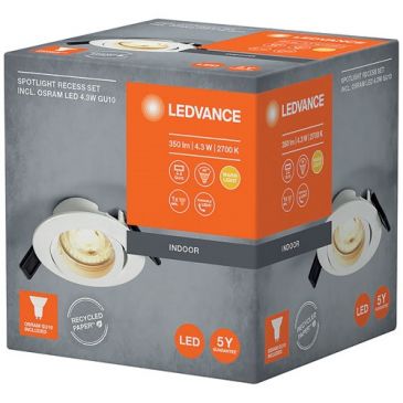 Spot LED GU10 encastrable 43 W blanc lumière blanc chaud