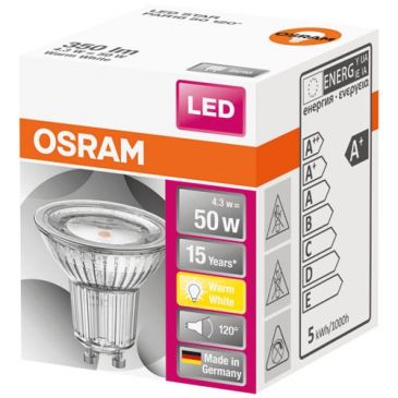 Spot par16 led 120 verre 4.3w gu10 chaud boite 1