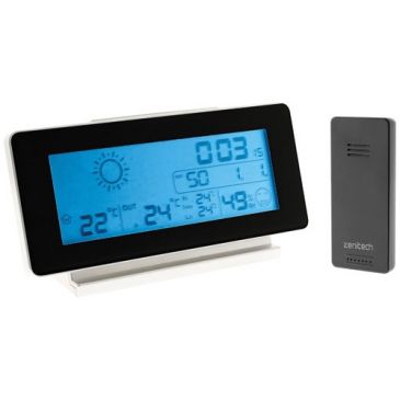 Station météo avec capteur sans fil noir et blanc