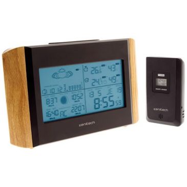 Station météo effet bois avec capteur sans fil IP44