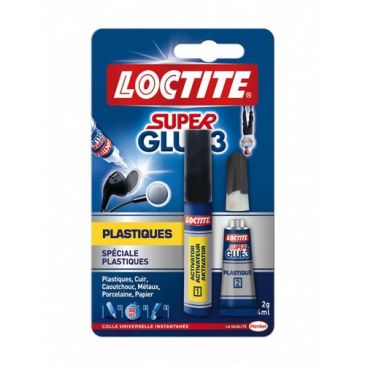 Colle Super glue3 pour plastique - 2 g + 4 mL
