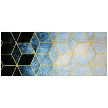 Tapis boston 50x120cm polygone bleu