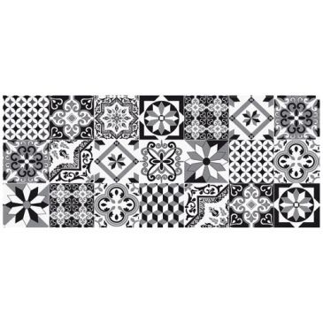 Tapis boston carreaux de ciment noir/blanc 50x120 cm