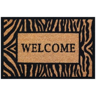 Tapis coco naturel 40x60 cm épaisseur 15 mm welcome zèbre