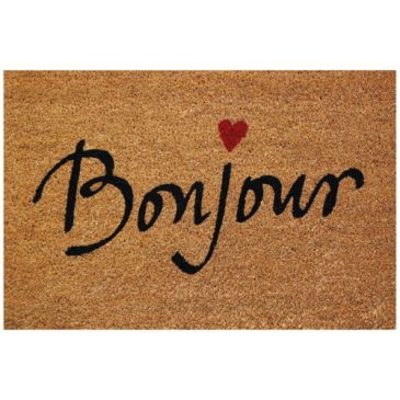 Tapis Coco naturel bonjour coeur semelle latex 40 x 60 x 1.5 cm