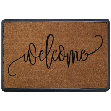 Tapis coco naturel borde saturne welcome 40x60 cm