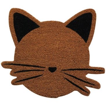 Tapis Coco naturel forme chat semelle latex 45x50x15 cm