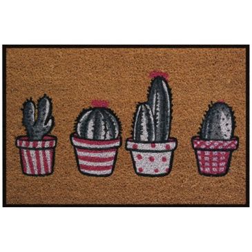 Tapis Coco naturel pots cactus semelle latex 40x60x15 cm