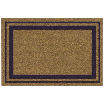 Tapis coco naturel sur pvc 40x60cm ep. 15 mm bord bleu