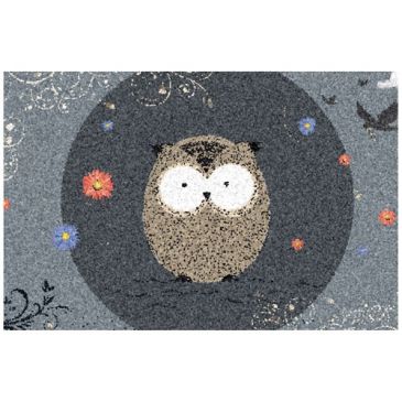Tapis dallas chouette fond gris 40x60cm int/ext abrité