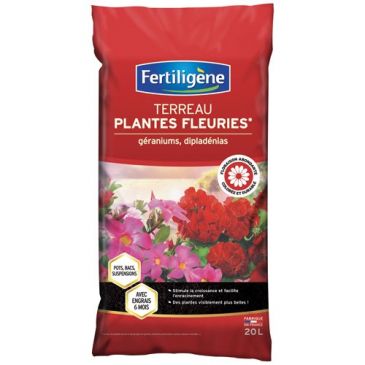 Terreau plantes fleuries, géraniums, dipladénias  20l